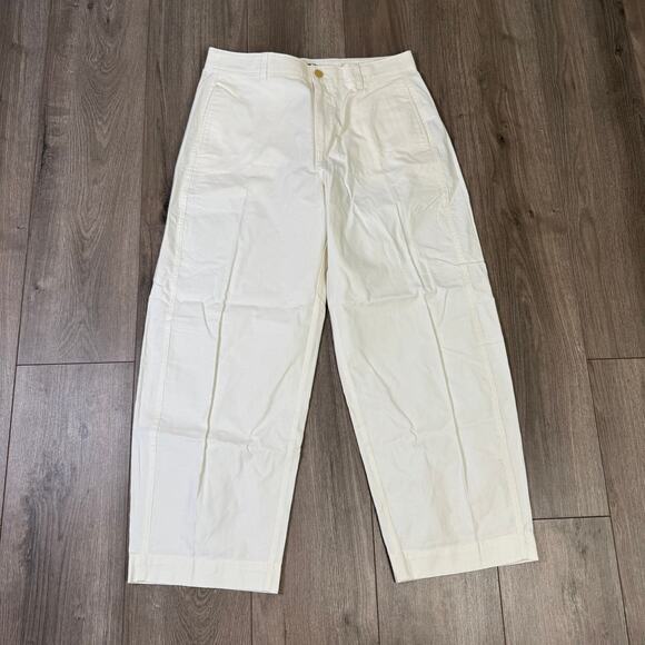 J.Crew Lasso Barrel Leg Pants Womens 28 White Cotton-Linen Blend Tapered CK354 - Picture 3 of 8
